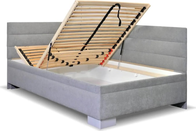 Rohová čalouněná postel Niobe, s úložným prostorem, 120x200 cm