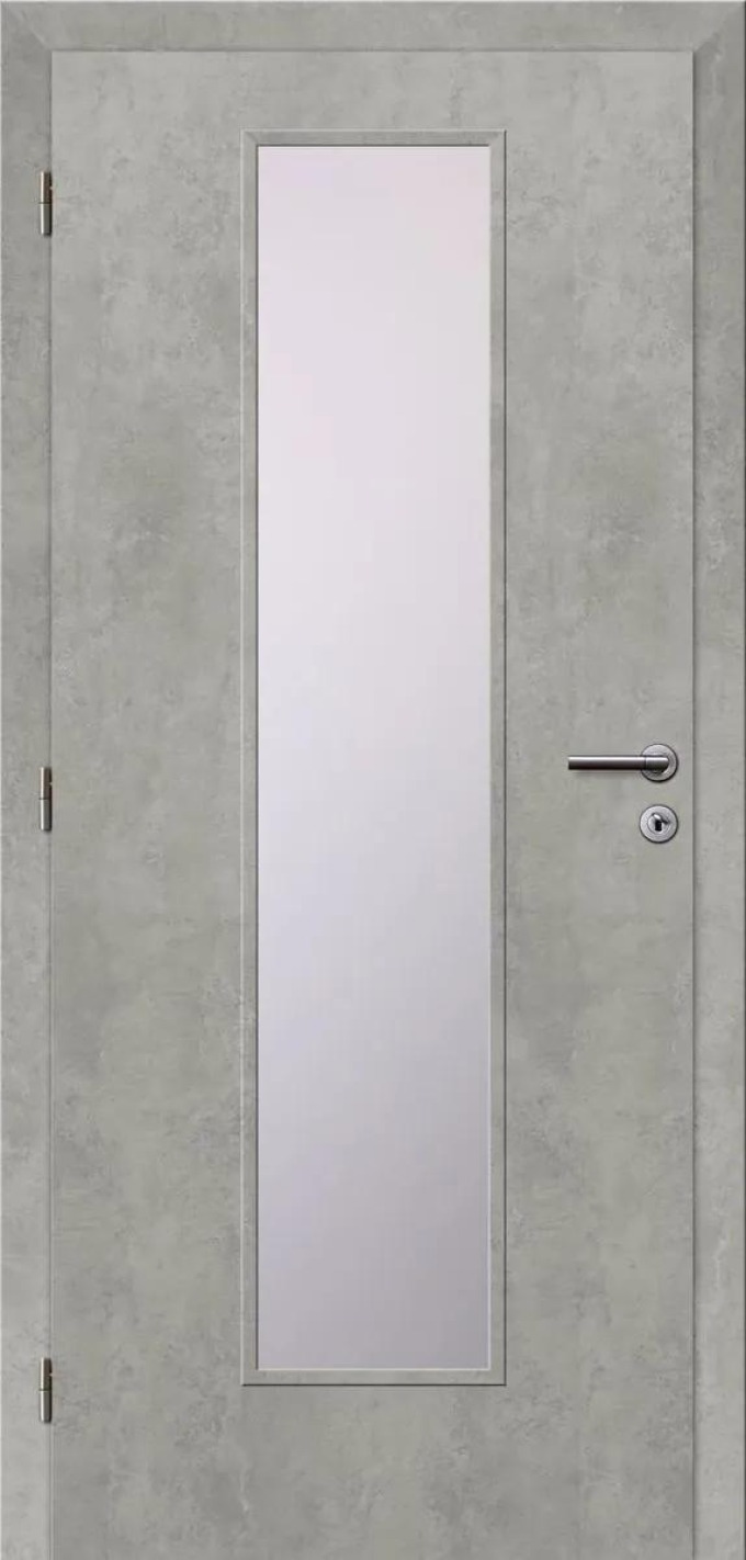 Solodoor Interiérové dveře Etta 7, 80 L, 850 × 1985 mm, fólie, levé, beton, prosklené