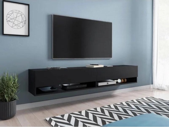 TV stolek Adenik 180, Barva: černý grafit, Osvětlení: osvětlení LED RGB - barevné