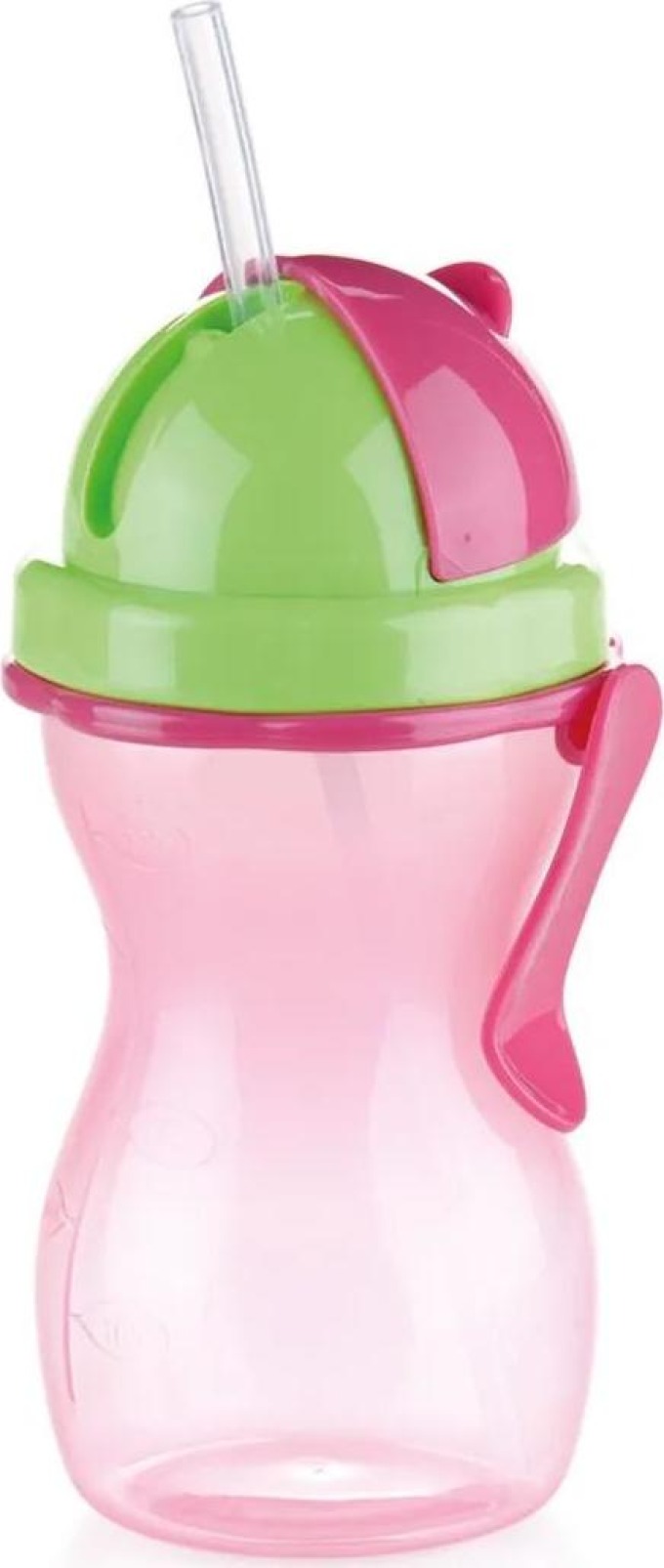 Dětská láhev s brčkem BAMBINI 300 ml, zelená, růžová