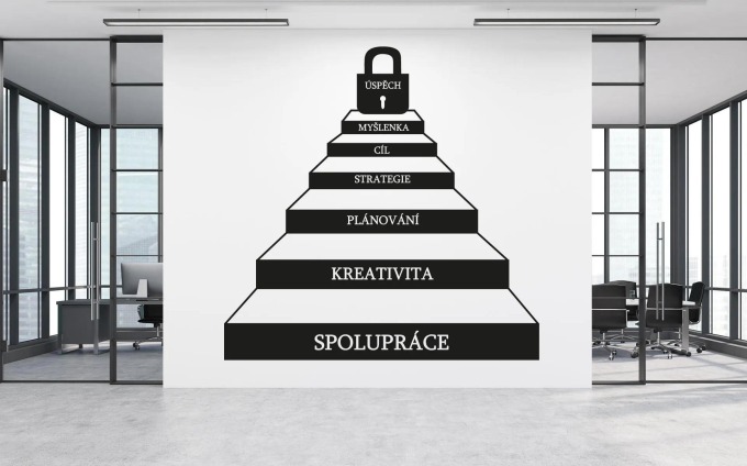 Lepy.cz Samolepka na zeď Schody - motivace Velikost (šířka x výška): 95x94cm, Barevná varianta: Krémová