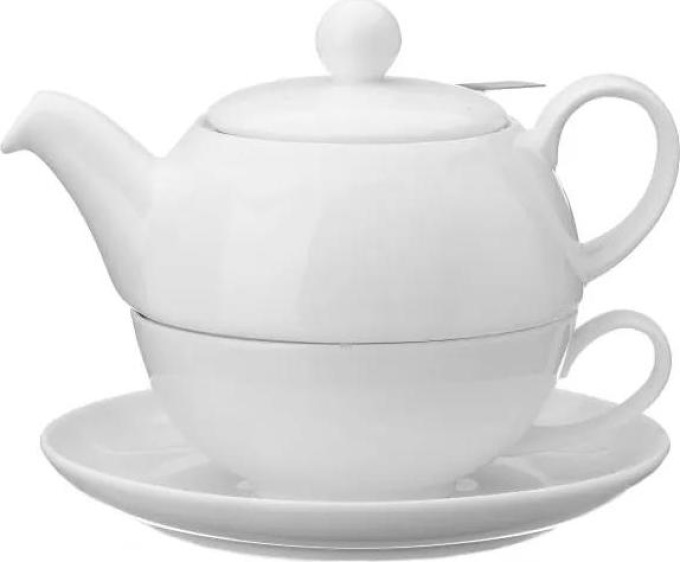 Porcelánová souprava tea for one s nerezovým sítkem - konvice 400ml, šálek 200ml