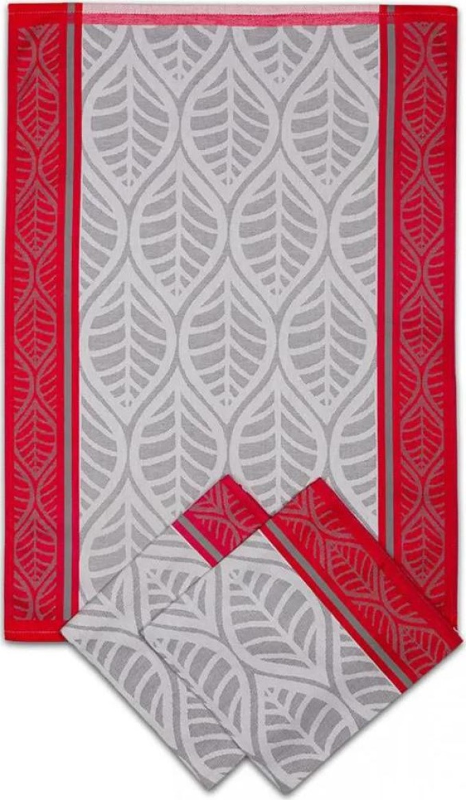 Tegatex Utěrka bavlna 3 ks - červené listy 50*70 cm