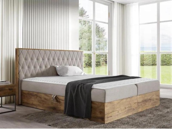 Kontinentální postel Madaris 6, Rozměr postele: 160x200, Barva:: dub lancelot + Faro 20