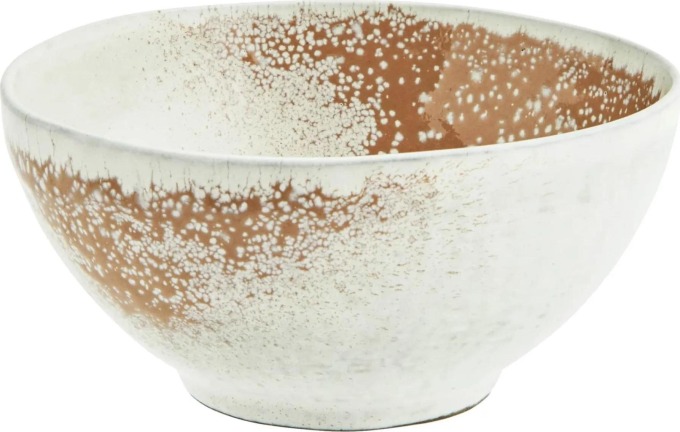MADAM STOLTZ Keramická miska White/Orange 600 ml, krémová barva, keramika