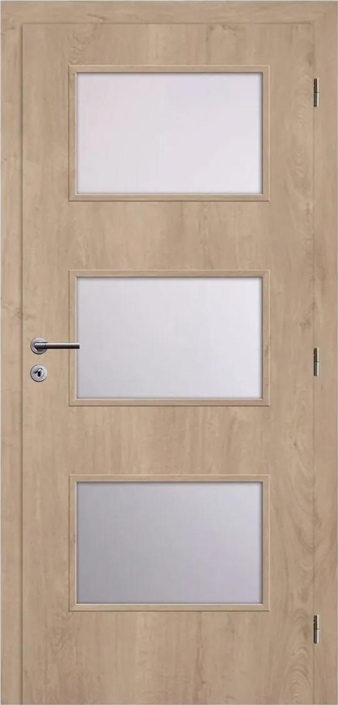 Solodoor Interiérové dveře Etta 6, 60 P, 650 × 1985 mm, fólie, pravé, dub Western, prosklené