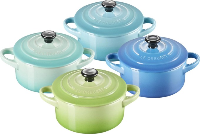 Nádobí na zapékání a servírování Mini Cocotte Metallics 250 ml nebesky modré a zelené 4 ks