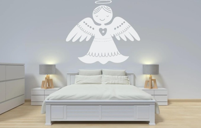 Lepy.cz Samolepka na zeď Vánoční Anděl Velikost (šířka x výška): 90x77cm, Barevná varianta: Levandulová