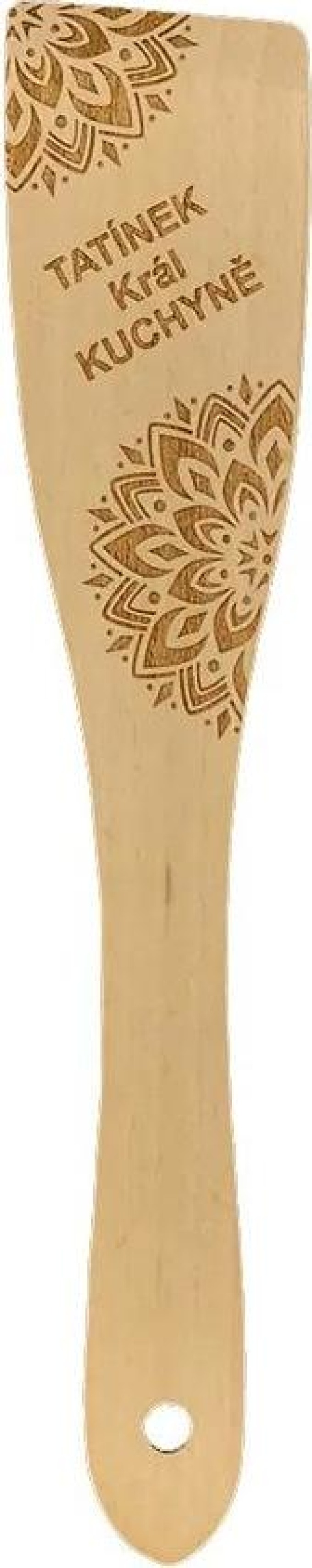 AMADEA Dřevěná obracečka buk text "tatínek král kuchyně", masivní dřevo, délka 30 cm, český výrobek