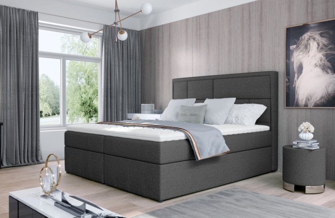 Boxspring BARBARIO 08 160x200, tmavě šedá látka