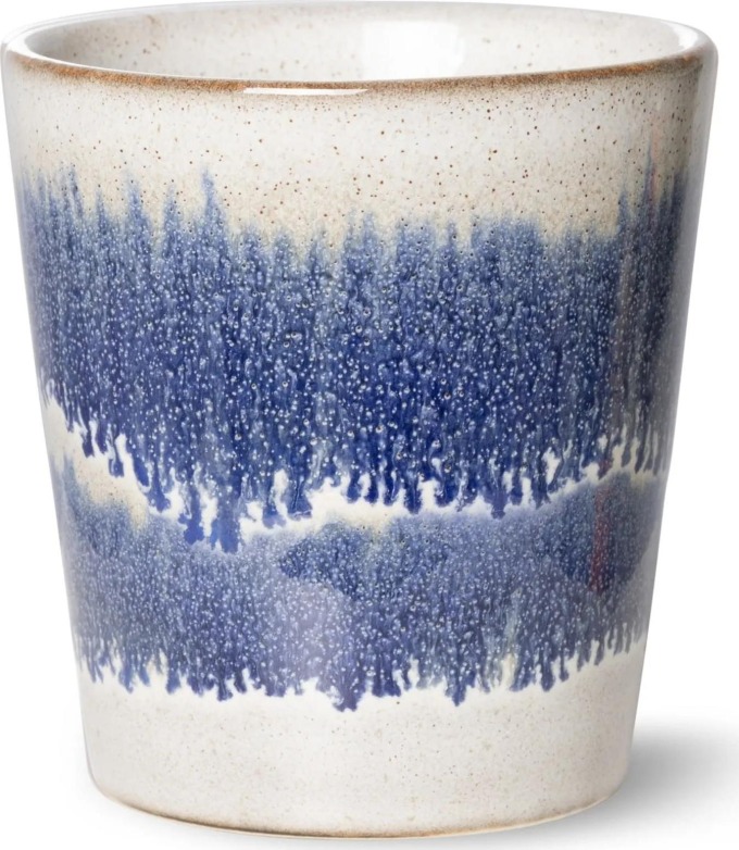 HK living Keramický hrnek 70's Mug Cosmos 180 ml, modrá barva, keramika