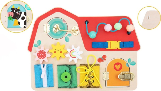 Dřevěná Montessori manipulační deska Tooky