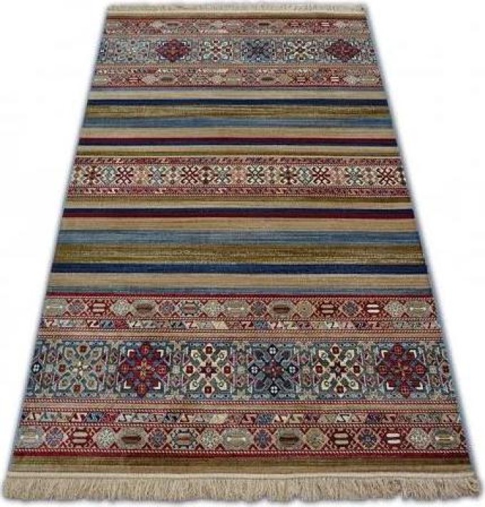 koberec WINDSOR 22890 ETNIC Střapce, modrá, bordó velikost 160x230 cm | krásné koberce cz