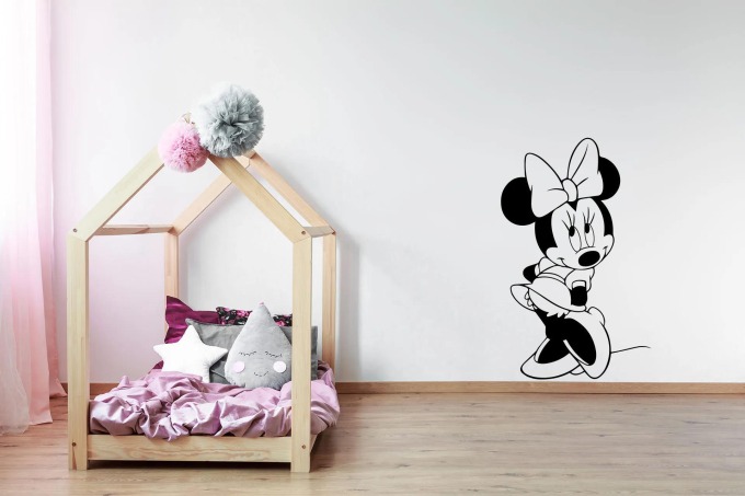 Lepy.cz Samolepka na zeď Minnie Mouse Velikost (šířka x výška): 30x48cm, Barevná varianta: Karafiátová růžová