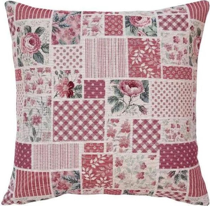 SCANquilt povlak SOFA patchwork červenobéžová 45 x 45 cm