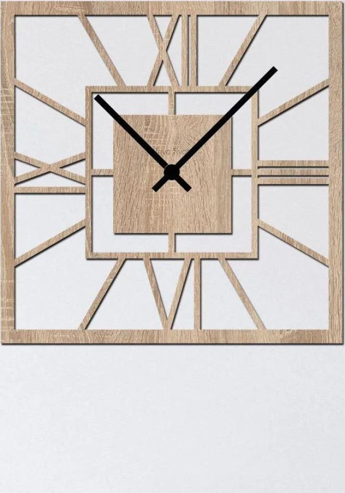 dřevo života Nástěnné hodiny SQUARE Barevný vzor: Světlý dub, Velikost hodin: 50x50
