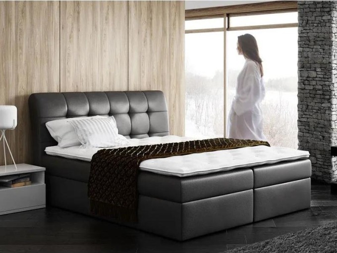 Kontinentální postel Limbo, Rozměr postele: 140x200, Barva:: ekokůže Soft 011 (černá)
