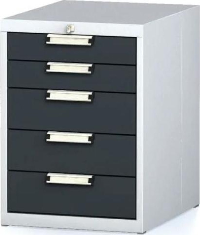 Alfa 3 Dílenský zásuvkový box na nářadí MECHANIC, 5 zásuvek, 480 x 600 x 662 mm, antracitové dveře