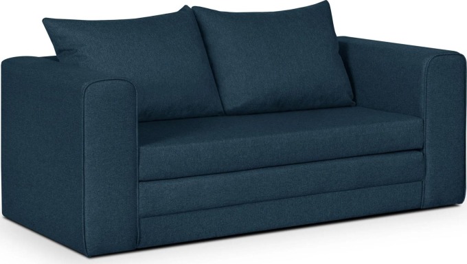 Rozkládací pohovka MOKKA Modrá - Dvoumístná pohovka s funkcí spaní pro dětské i dospělé pokoje, s možností výběru barevného provedení a rozměrů lůžka 190 x 112 cm