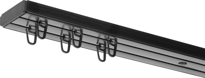 Dekodum Stropní kolejnice z PVC dvouřadá černá Délka: 120 cm, Typ přichycení: háčky