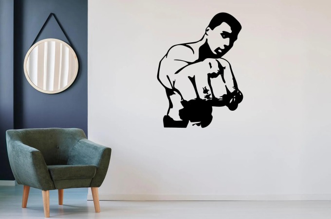 Lepy.cz Samolepka na zeď Muhammad Ali Velikost (šířka x výška): 30x40cm, Barevná varianta: Světle modrá