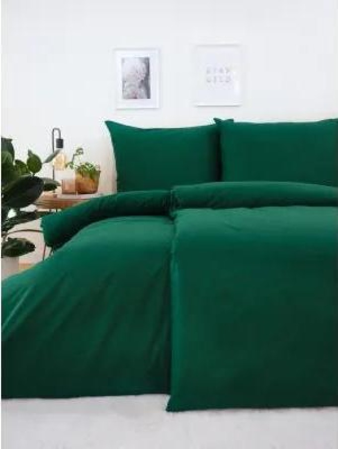 Bavlněné povlečení Renforcé - Jasmine tmavě zelená 220×200/70×90 cm pro elegantní a stylovou ložnici