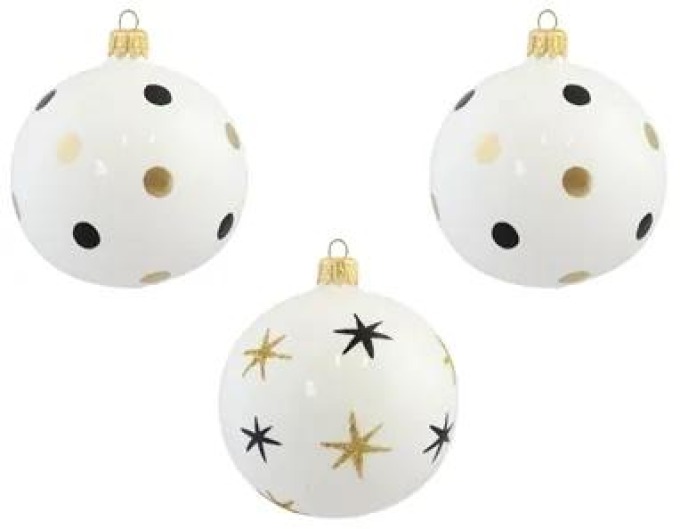Set tří ozdob s dekorem teček a hvězdiček