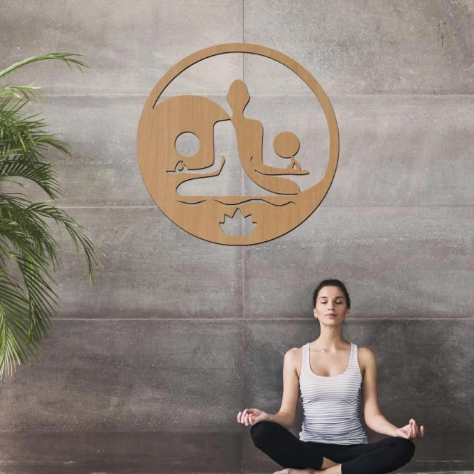 dřevo života Dřevěná dekorace na zeď YING YANG YOGA Barevný vzor: Buk, Rozměry Ø: 60