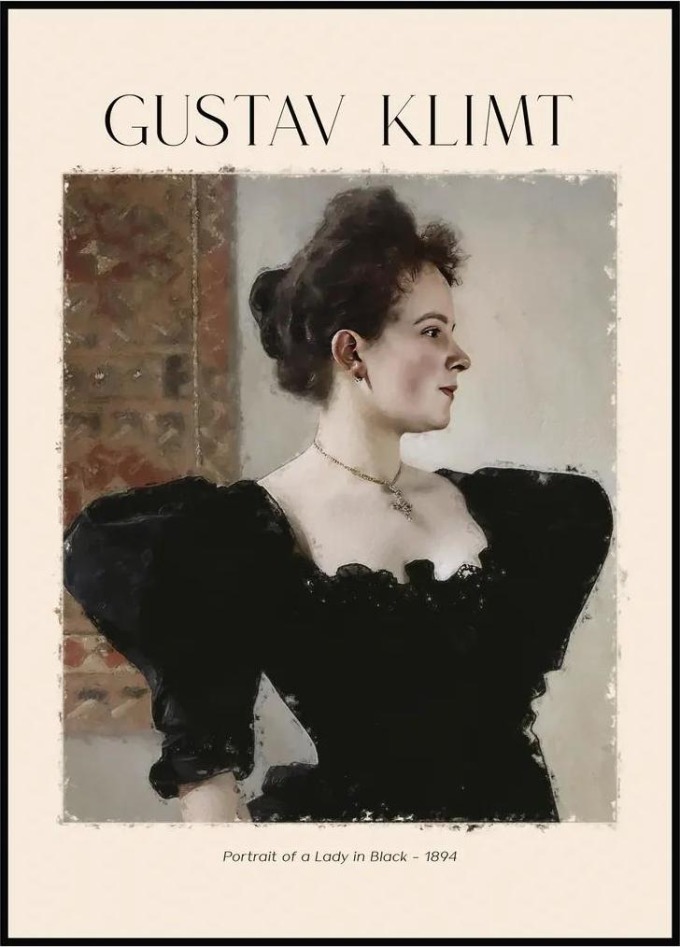 Gustav Klimt - Portrét ženy v černém 30 x 40 cm