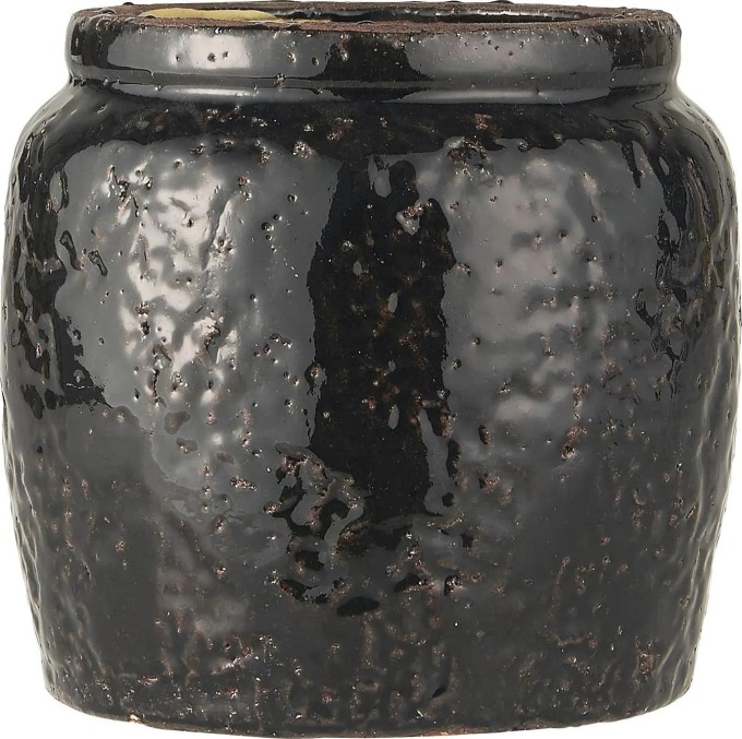 IB LAURSEN Terakotový obal na květináč Black Ocean, černá barva, keramika