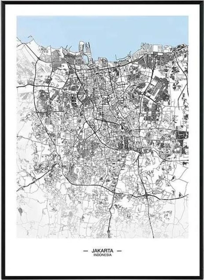 Jakarta map - 50x70 cm Obraz