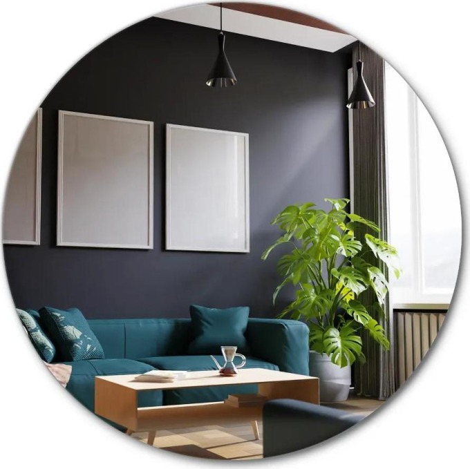 Kulaté zrcadlo bez rámu o rozměrech fi 100 cm s minimalistickým a moderním designem pro výzdobu každého interiéru
