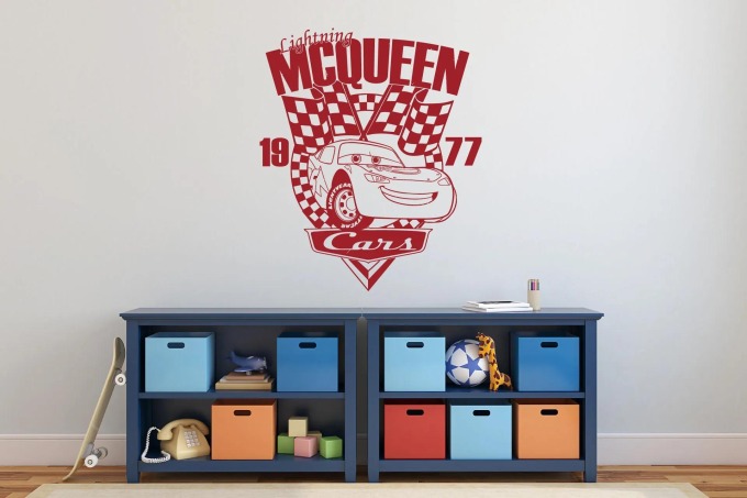 Lepy.cz Samolepka na zeď Blesk McQueen Velikost (šířka x výška): 80x94cm, Barevná varianta: Ledová modrá