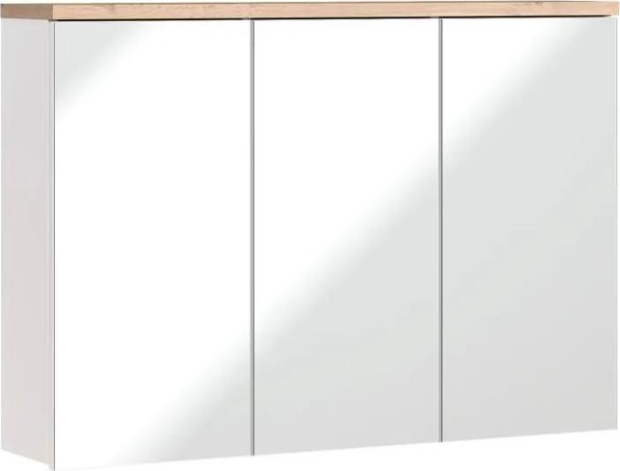 COMAD Závěsná skříňka se zrcadlem - BALI 845 white, šířka 100 cm, bílá/dub votan