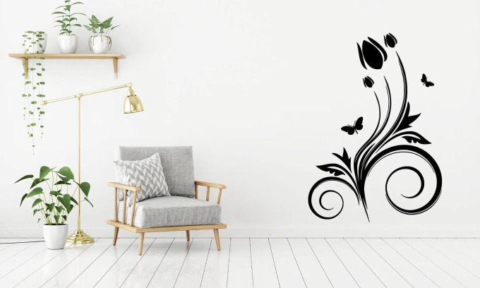 Lepy.cz Samolepka na zeď Tulipán Velikost (šířka x výška): 40x57cm, Barevná varianta: Černá