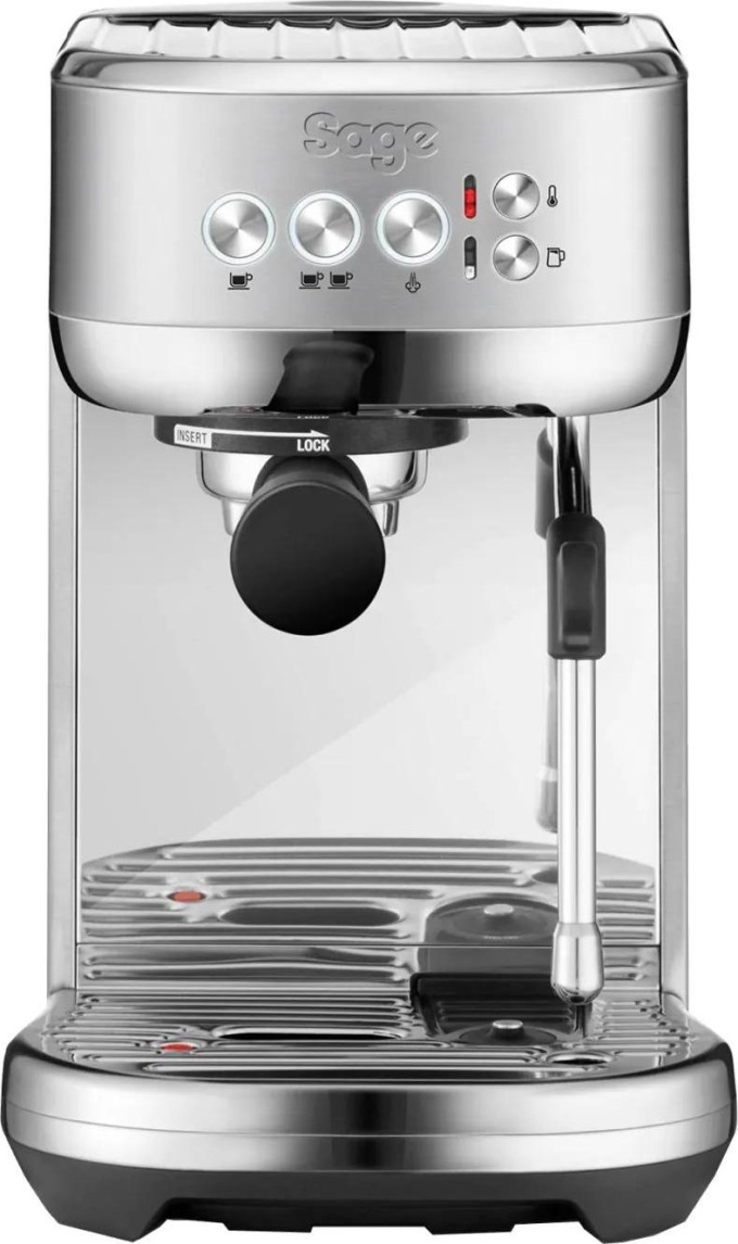 Espresso kávovar THE BAMBINO PLUS od Sage - stříbrný, ideální pro přípravu luxusních espress a cappuccin doma