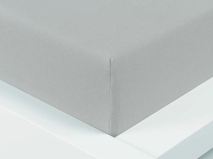 Napínací šedé prostěradlo XPOSE® Jersey s rozměry 200x220 cm, vyrobené z bavlny a polyesteru, vhodné pro celoroční využití a minimalistický styl do ložnice