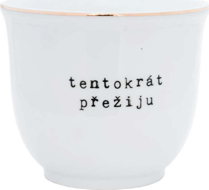 Bella Rose Porcelánový obal na květináč Tentokrát přežiju 13 cm, bílá barva, zlatá barva, porcelán