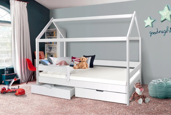 Dětská domečková postel KIDS - bílá 200x90 cm