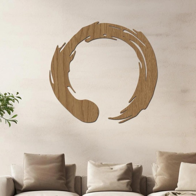 dřevo života Dřevěný obraz ENSO zenový kruh Barevný vzor: Horský dub, Rozměry Ø: 20