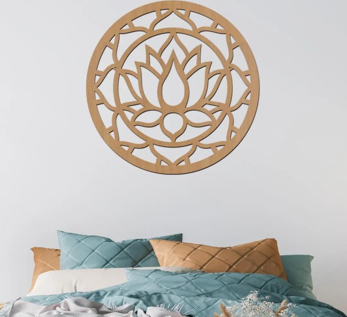 dřevo života Dřevěný obraz LOTUS MANDALA Barevný vzor: Buk, Rozměry (cm): 80x80
