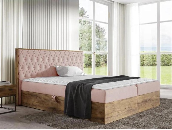 Kontinentální postel Madaris 6, Rozměr postele: 160x200, Barva:: dub lancelot + Faro 14