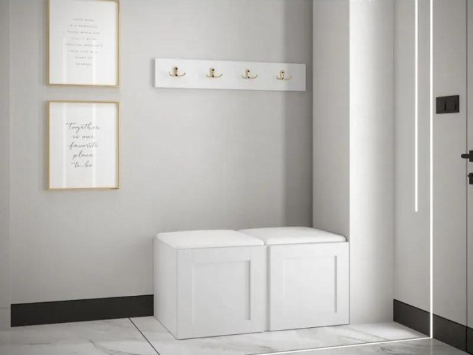 Předsíňová sestava Terospito VI, Barva: bílá, Barva látek:: ekokůže Soft 017 (bíla)