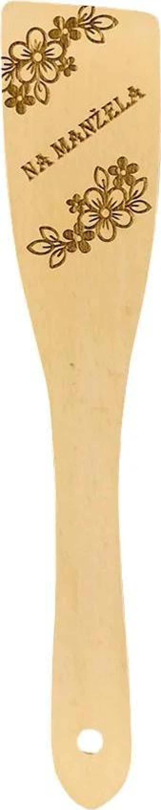 AMADEA Dřevěná obracečka buk text "na manžela", masivní dřevo, délka 30 cm, český výrobek