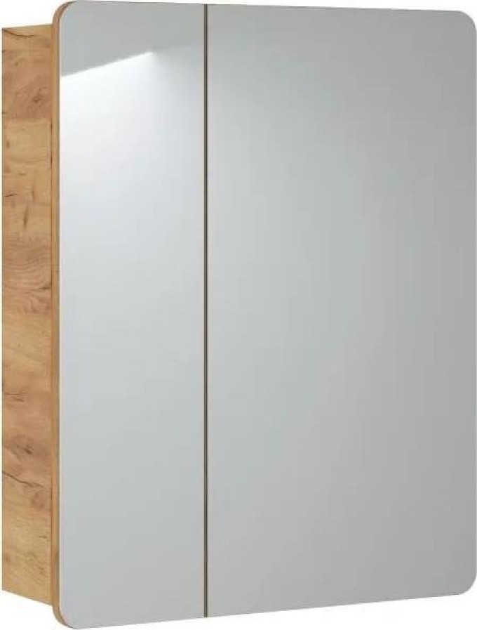 COMAD Závěsná skříňka se zrcadlem - ARUBA 841, šířka 60 cm, dub craft