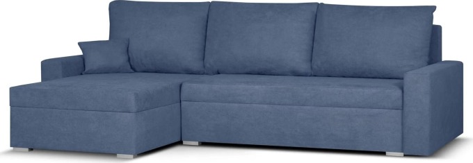 Rohová sedací souprava MATT Modrá s funkcí spaní a úložným prostorem