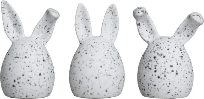 DBKD Velikonoční dekorace Triplets White Dot - set 3 ks, šedá barva, keramika