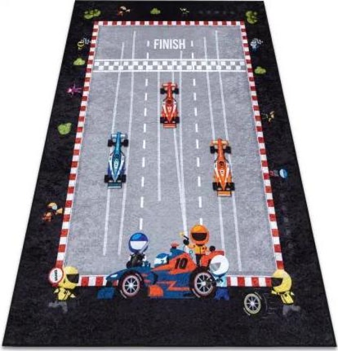 Dywany Luszczow Dětský kusový koberec JUNIOR 52108.801 pratelný Závod, formule 1 pro děti protiskluz, šedá Rozměr koberce: 80 x 150 cm