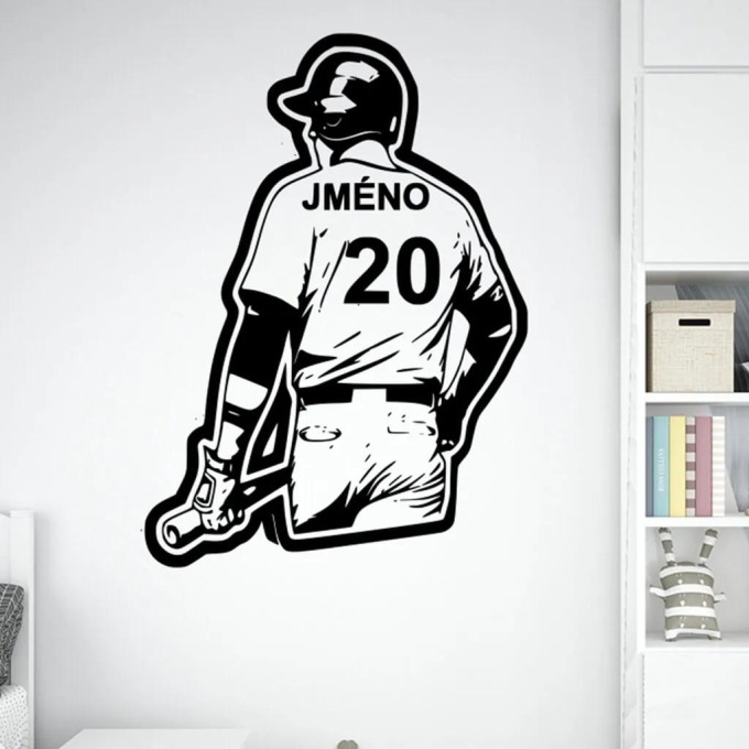 Živá Zeď Samolepka na zeď Baseballový dres Barva: černá