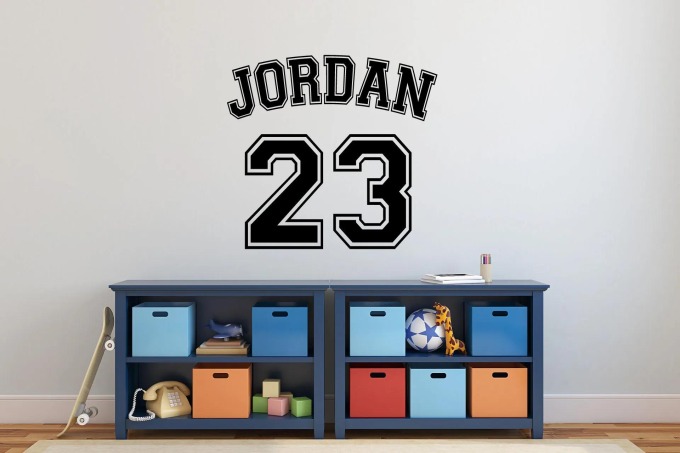 Lepy.cz Samolepka na zeď Michael Jordan 23 Velikost (šířka x výška): 45x41cm, Barevná varianta: Jemná růžová
